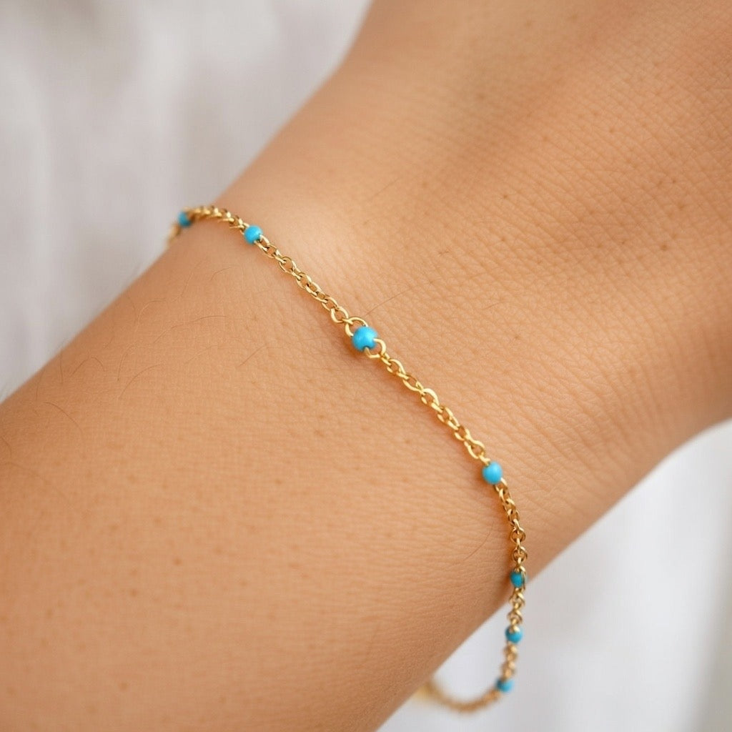 Cleo ~ Dainty ocean blue bracelet image 1