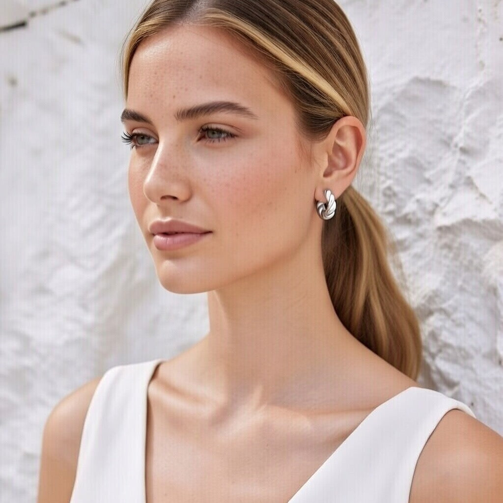 Jaxie ~ Silver Twist hoops image 0