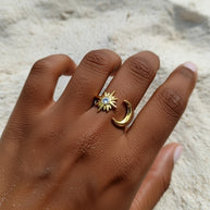 Misty ~ Gold Sun and Moon ring image 0