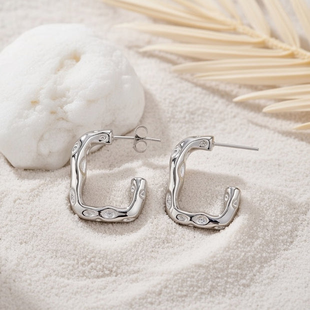 Ella ~ Silver square earrings image 1