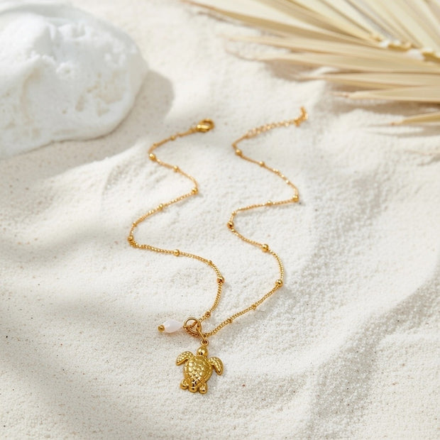 Quinney ~ Sea Turtle FreshwaterPearl necklace image 0