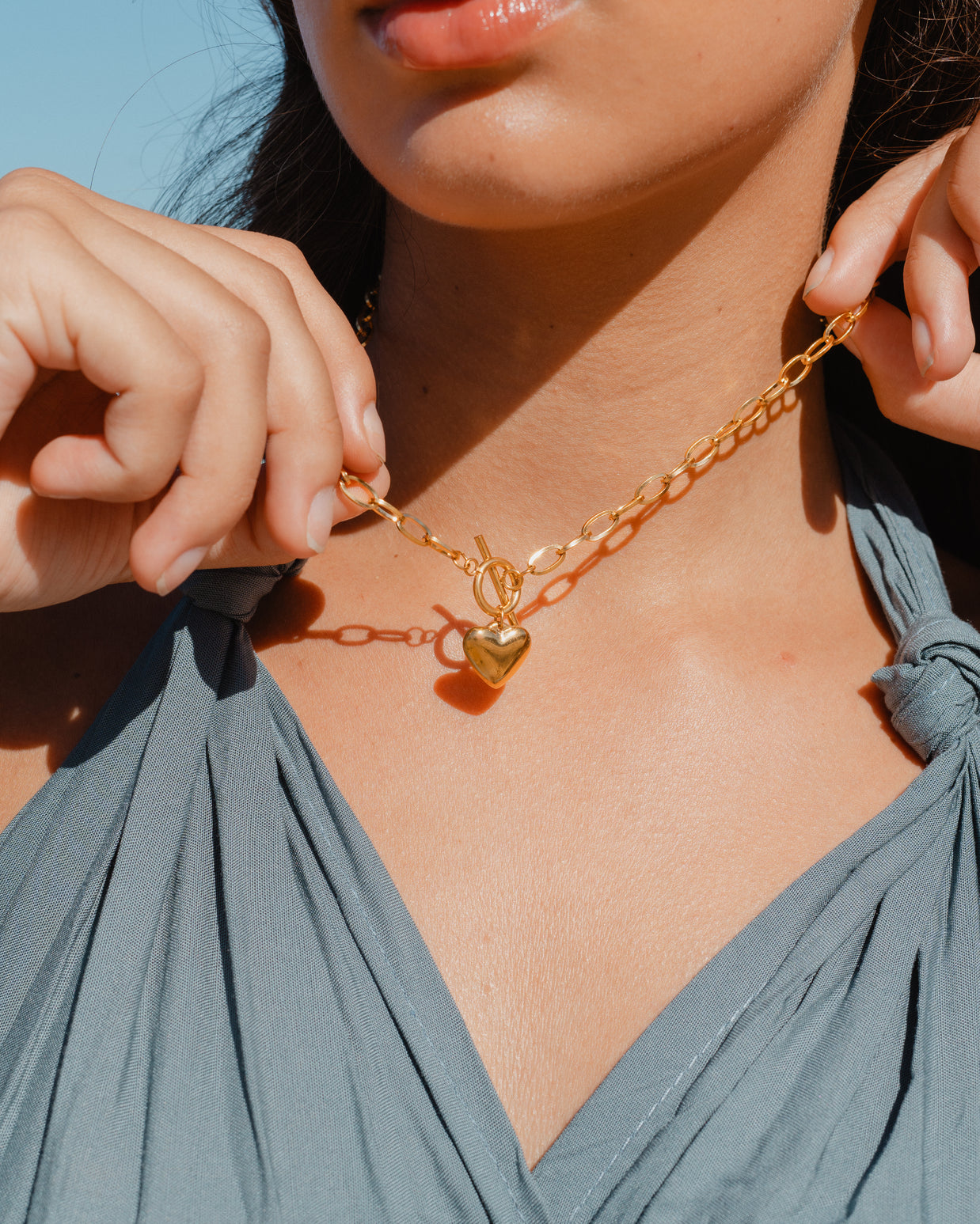 Katie ~ Gold link heart necklace image 3