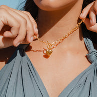 Katie ~ Gold link heart necklace image 3