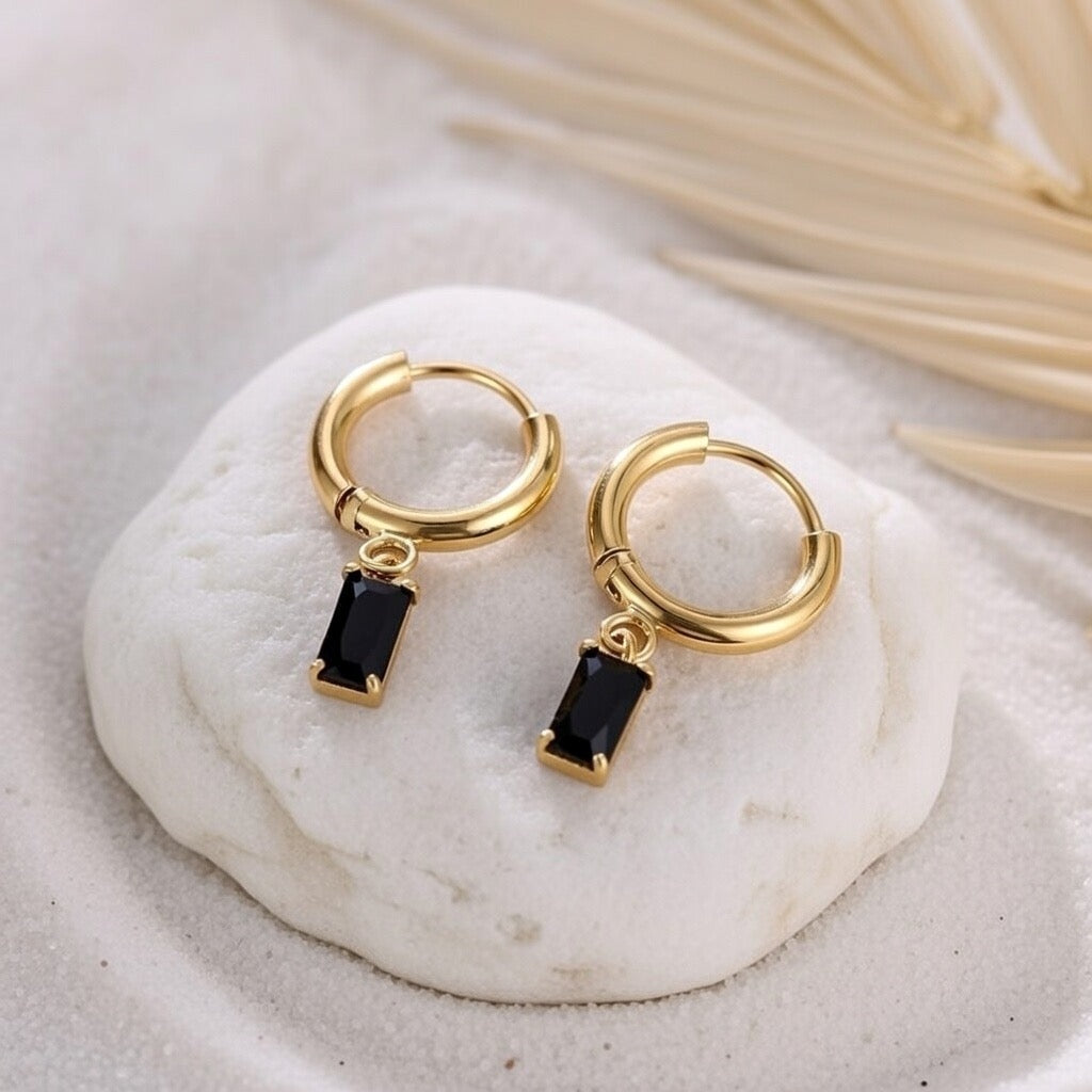 Khalani ~ Dainty Black CZ Huggies image 1