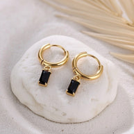 Khalani ~ Dainty Black CZ Huggies image 1