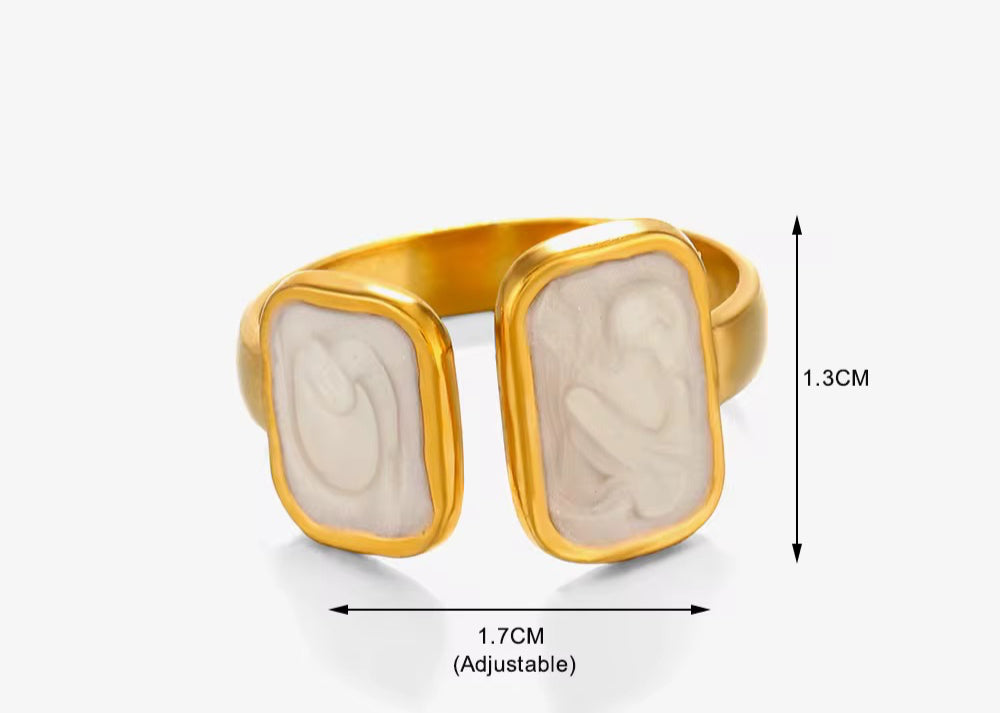 Jade ~ White Abstract Ring image 10
