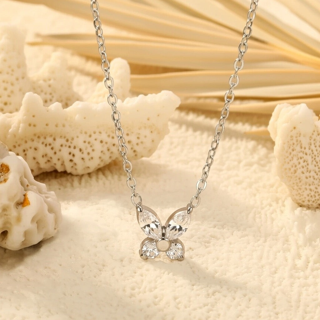 Junie ~ Silver CZ butterfly necklace image 6