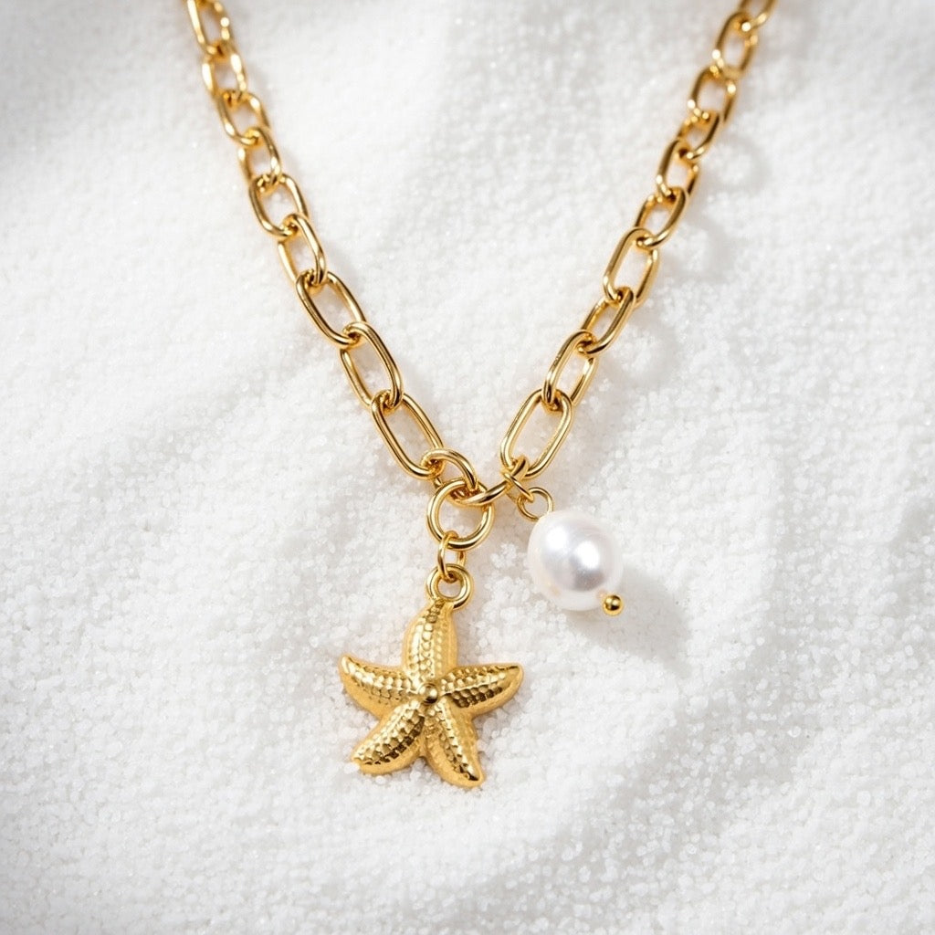 Alyssa ~ Starfish and pearl necklace image 2