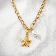 Alyssa ~ Starfish and pearl necklace image 2