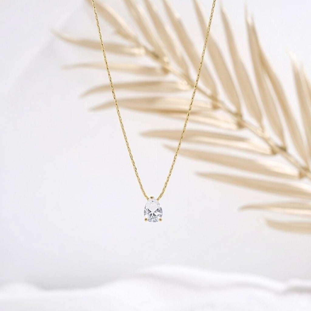 Avery ~ Gold tear drop necklace image 1