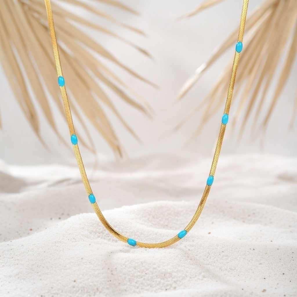 Coralie ~ Blue and gold necklace image 4