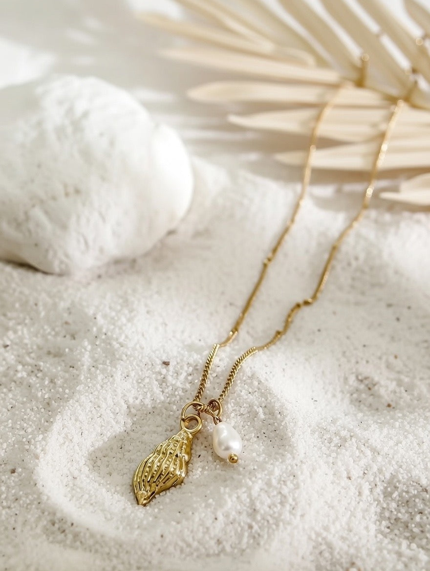 Anine ~ Seashell and Freshwater pearl necklace image 4