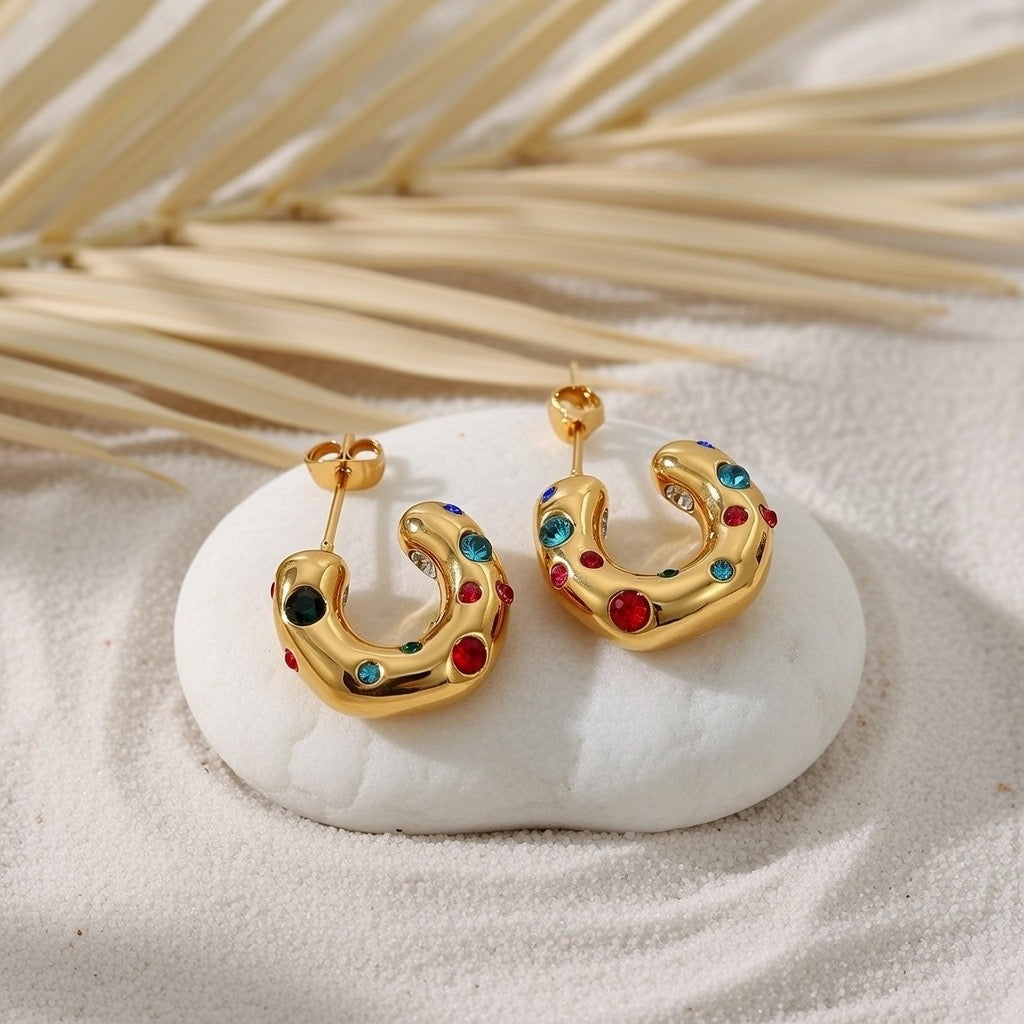 Lennie ~ Half hoop earrings with coloured CZ image 5