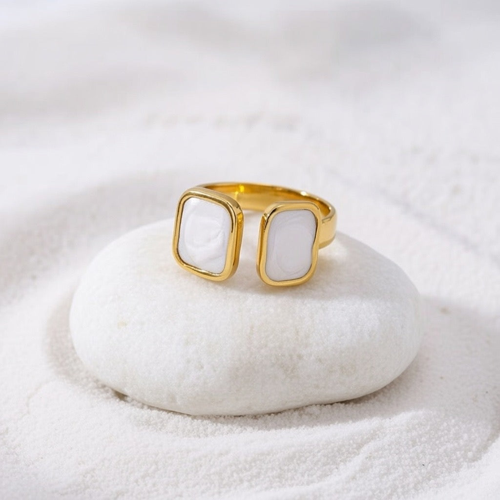 Jade ~ White Abstract Ring image 2