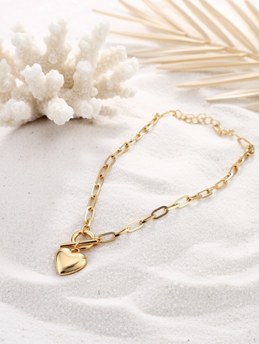 Katie ~ Gold link heart necklace image 6