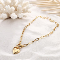 Katie ~ Gold link heart necklace image 6