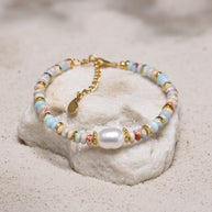 Cleo ~ Turquoise bead and pearl bracelet image 2