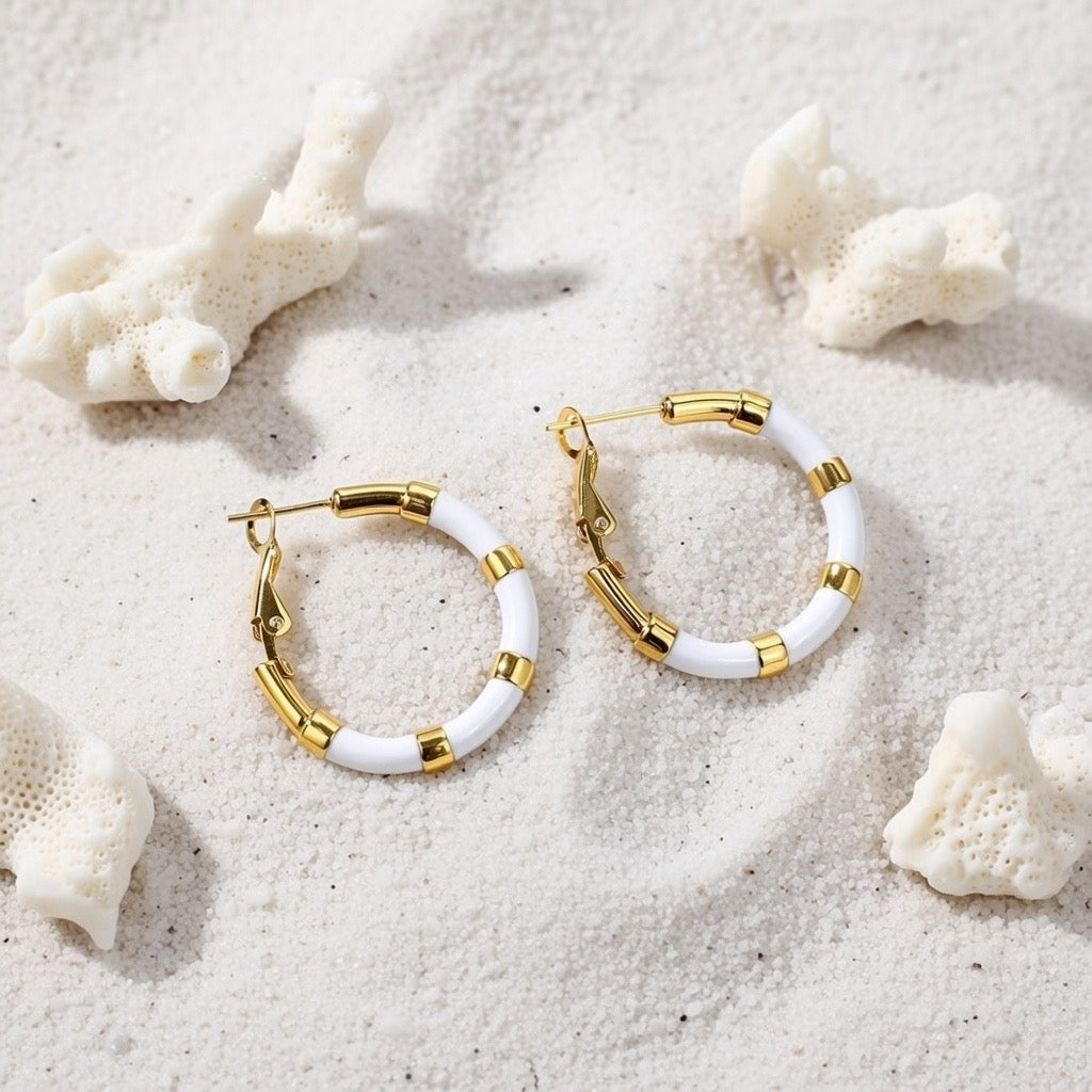 Skye ~ White and gold hoops image 5