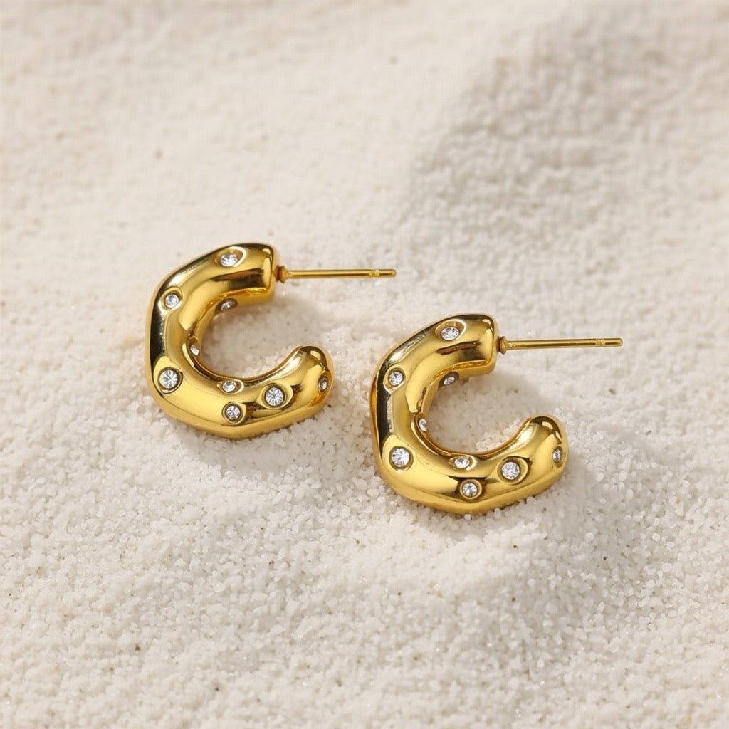 Ellie ~ Half hoop CZ earrings image 2