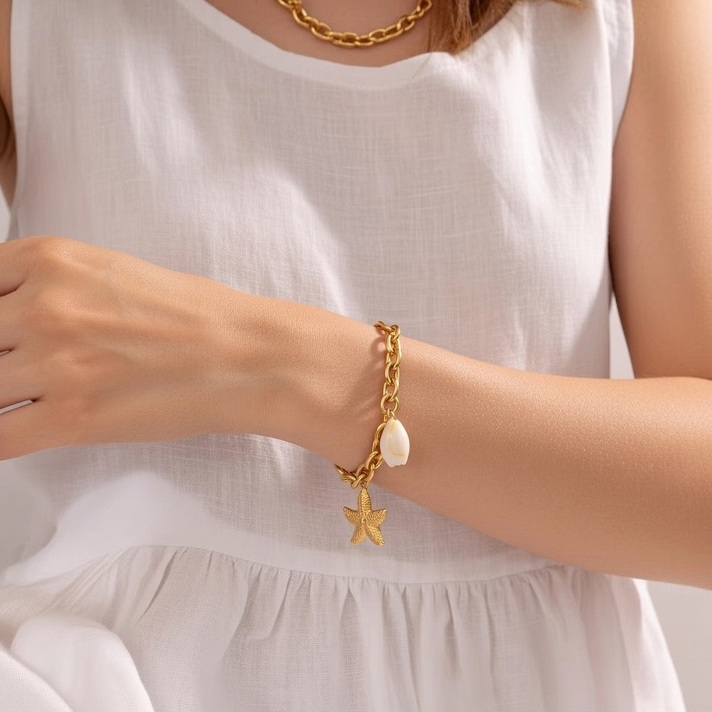 Anastasia ~ Gold sea charm bracelet image 1