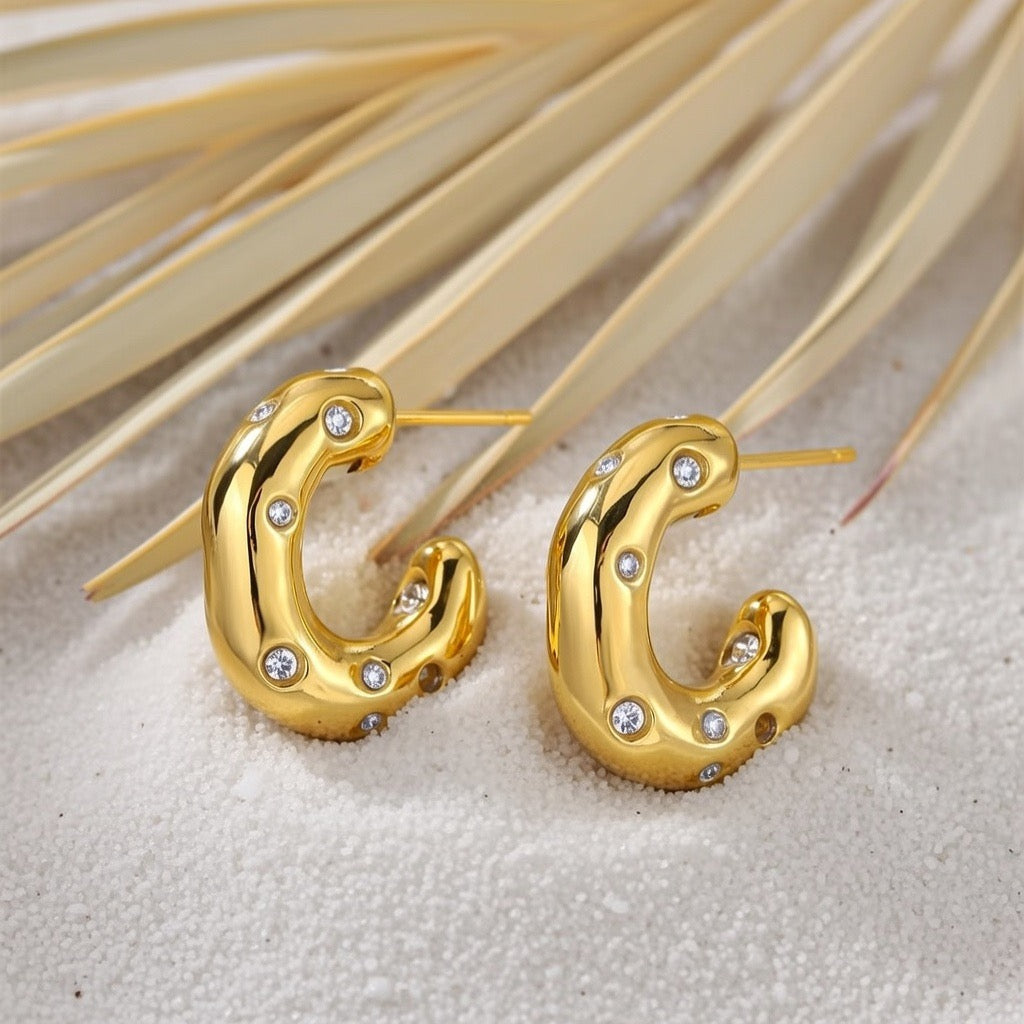 Ellie ~ Half hoop CZ earrings image 1