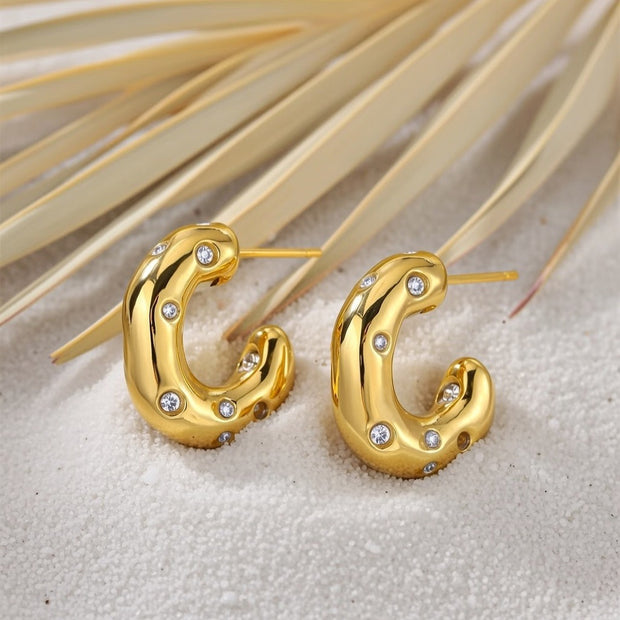 Ellie ~ Half hoop CZ earrings image 1