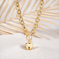 Ruby ~ Gold heart lock necklace image 4