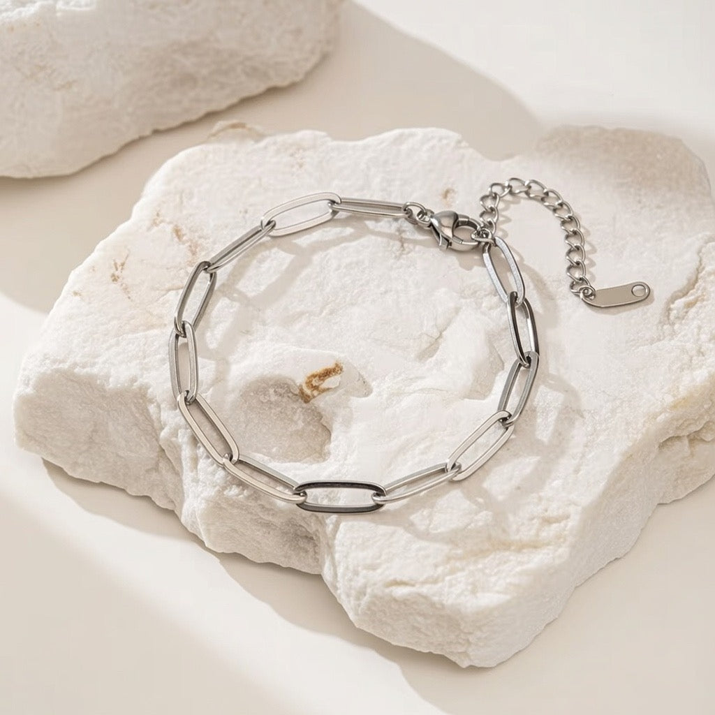 Arabella ~ Silver cuban chain link bracelet image 1