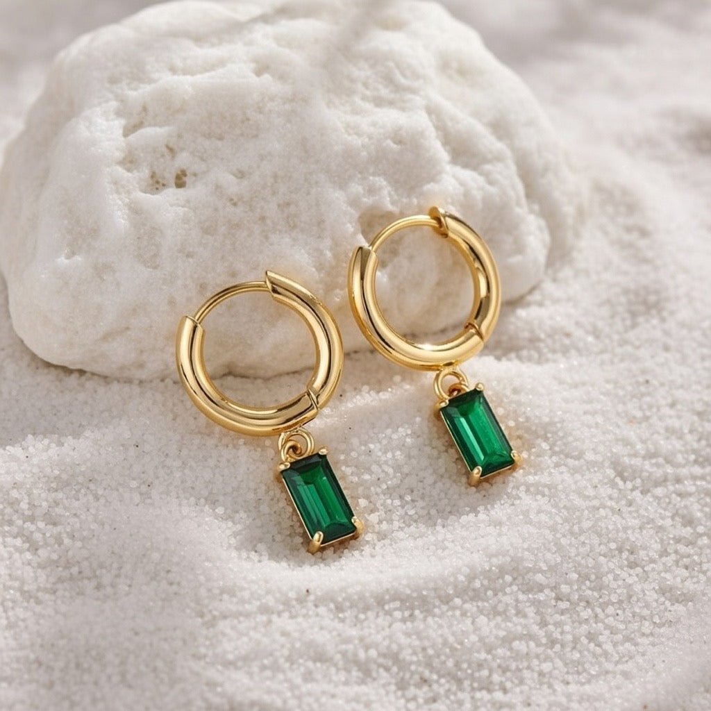 Khalani ~ Dainty Green CZ Huggies image 2