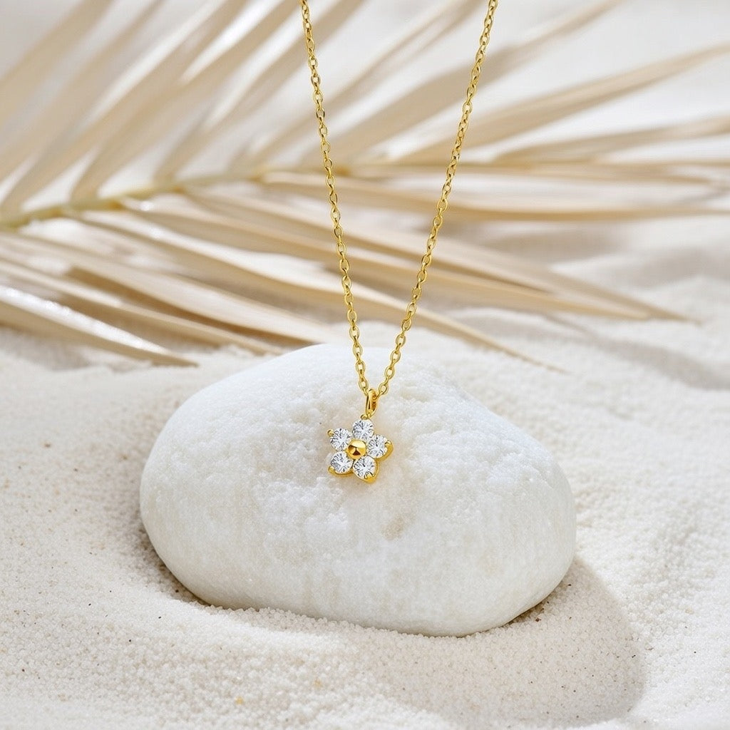 Trinity ~ Dainty CZ flower necklace image 2