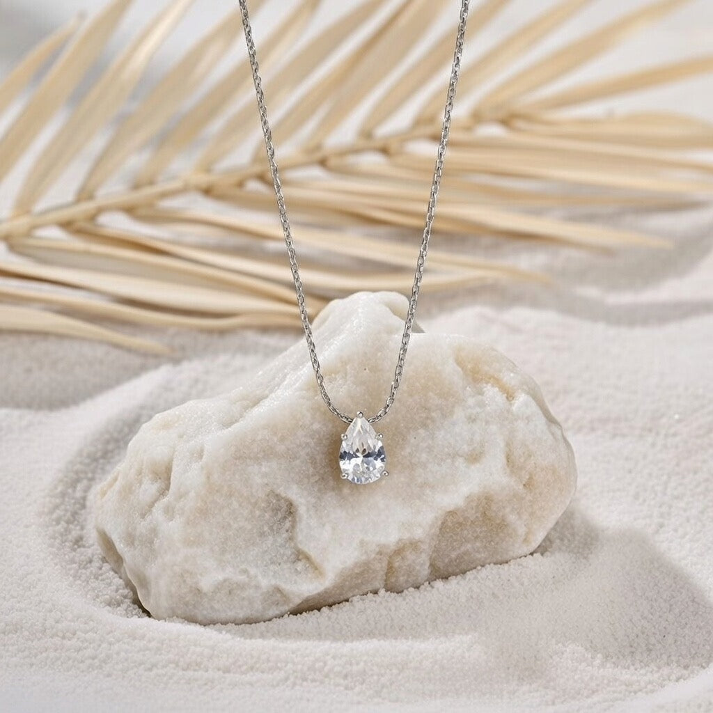 Avery ~ Silver tear drop necklace image 3