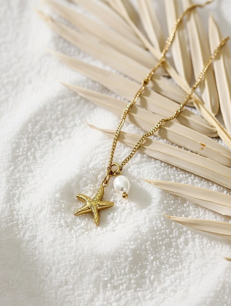 Alexia ~ Starfish and Freshwater pearl necklace image 3
