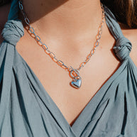 Katie ~ Silver link chain heart necklace image 5