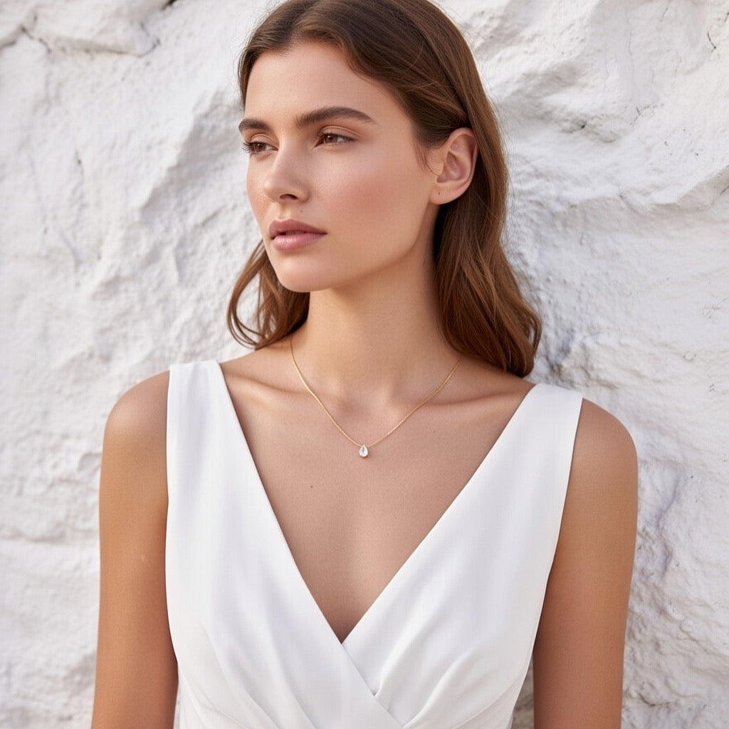 Avery ~ Gold tear drop necklace image 0