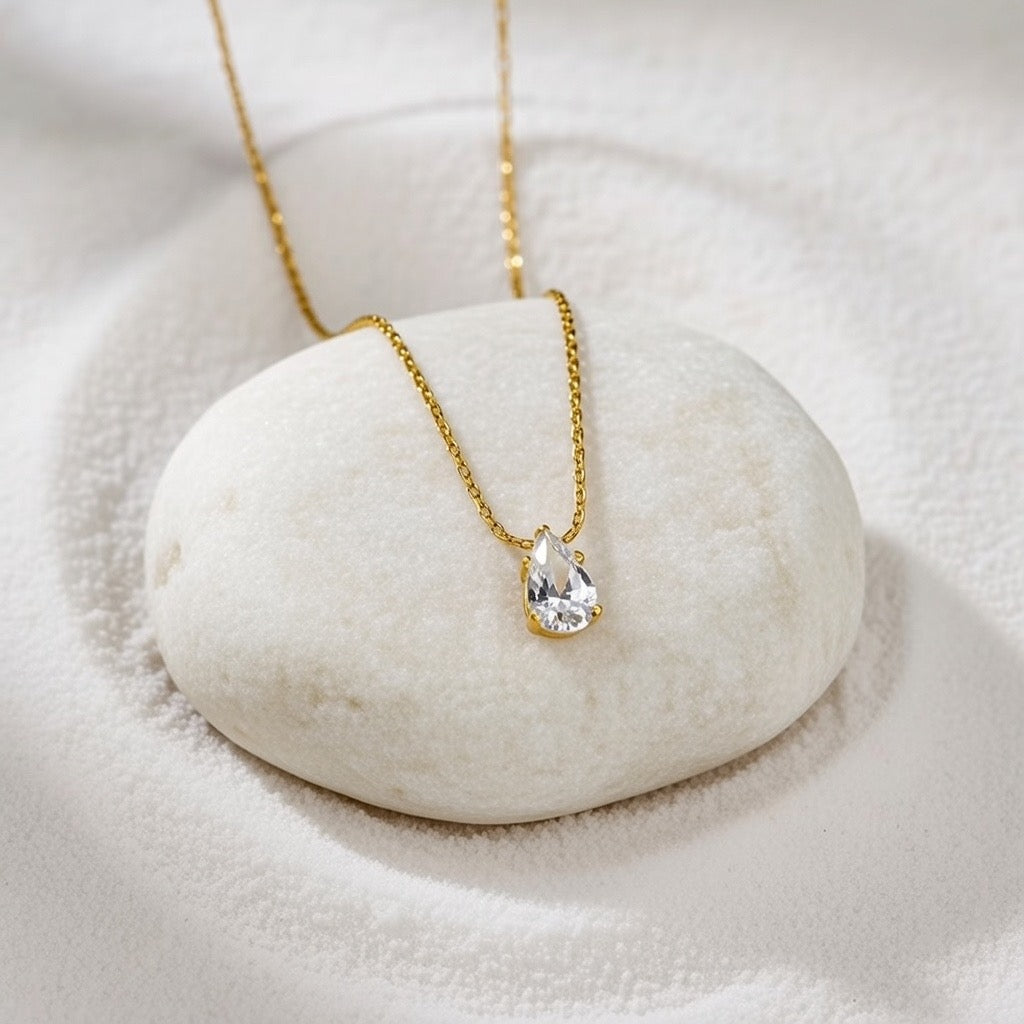 Avery ~ Gold tear drop necklace image 7