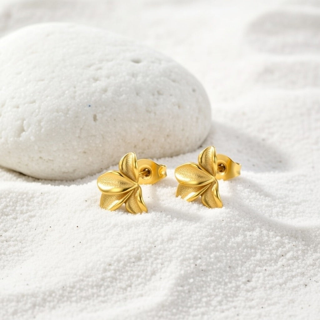 Flora ~ Dainty flower petal earrings gold image 3