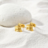 Flora ~ Dainty flower petal earrings gold image 3