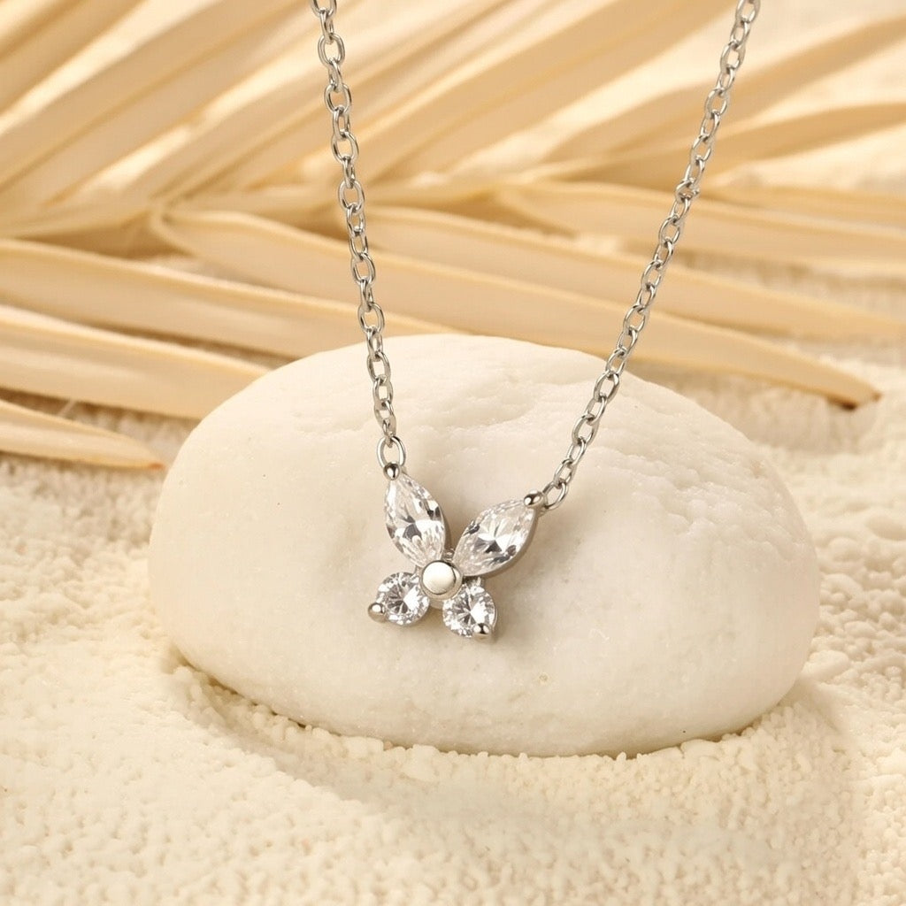 Junie ~ Silver CZ butterfly necklace image 2